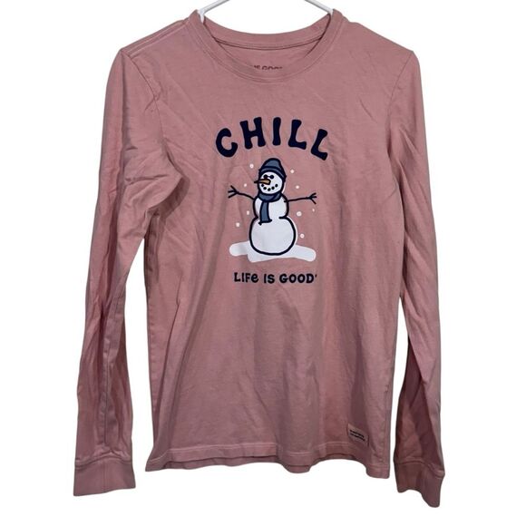 Life is Good Snowman Graphic Long Sleeve T-Shirt - Picture 1 of 4